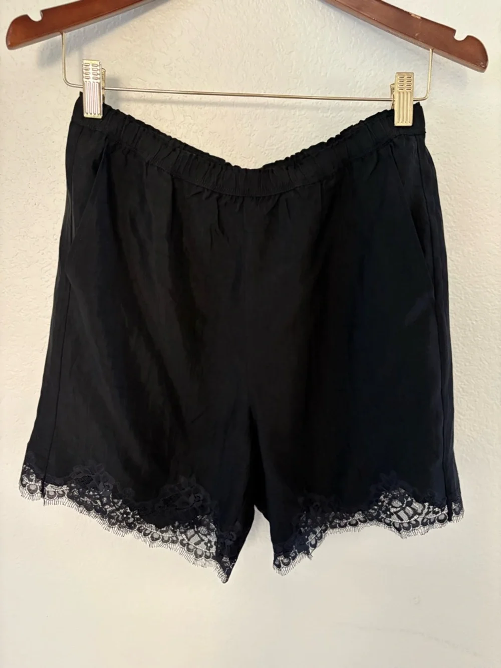 J. Crew 5” Stratus Black Lace-Trim Bermuda Shorts